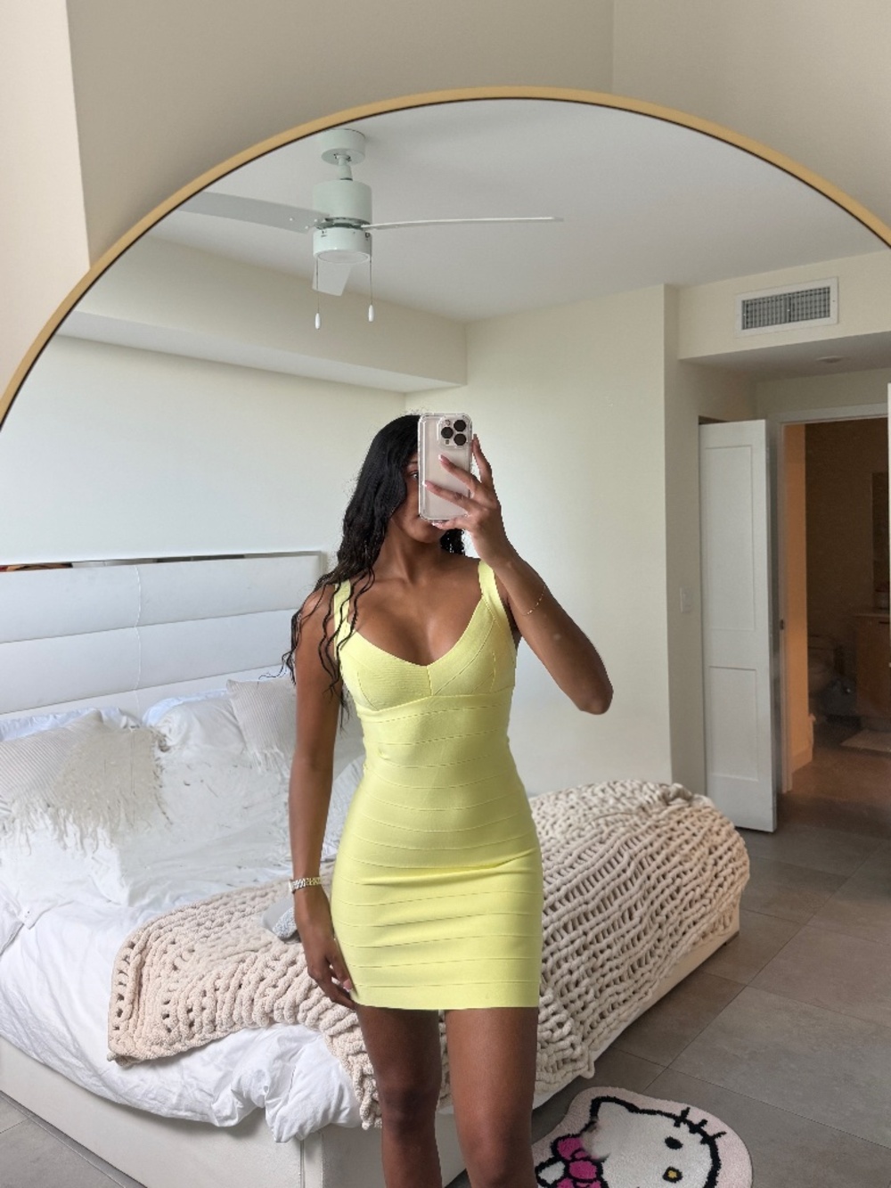 Women’s Yellow Bandage Bodycon Mini Dress